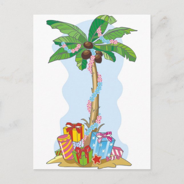 Postal Festiva Palm Tree Christmas with gifts (Anverso)