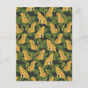 Postal Festiva Palmas de la jungla de leopardo salvaje tropical d