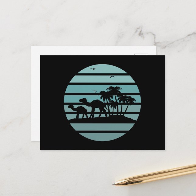 Postal Festiva palmeras y camellos (Anverso/Reverso In Situ)