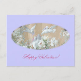 Postal Festiva palomas y rosas