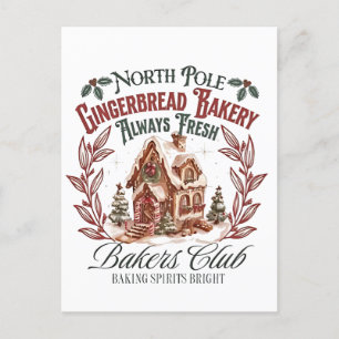 Postal Festiva Pan de jengibre del Polo Norte Apenas panaderos fr