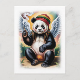Postal Festiva Panda Ángel Jamaicano toma un descanso en un Blanc