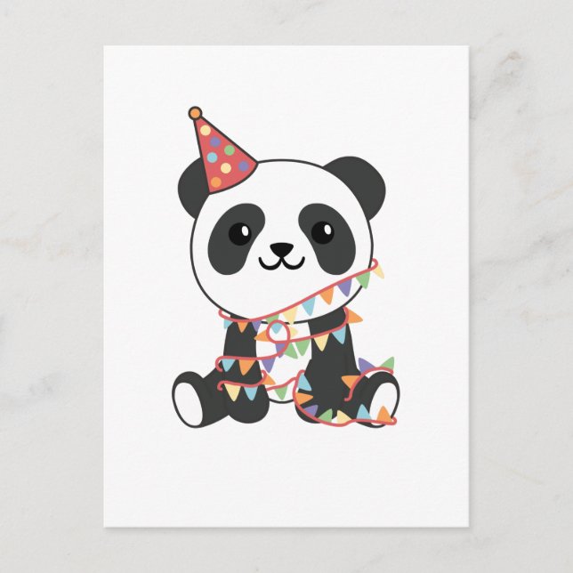 Postal Festiva Panda De Cumpleaños Para Los Niños Un Post De Fies (Anverso)