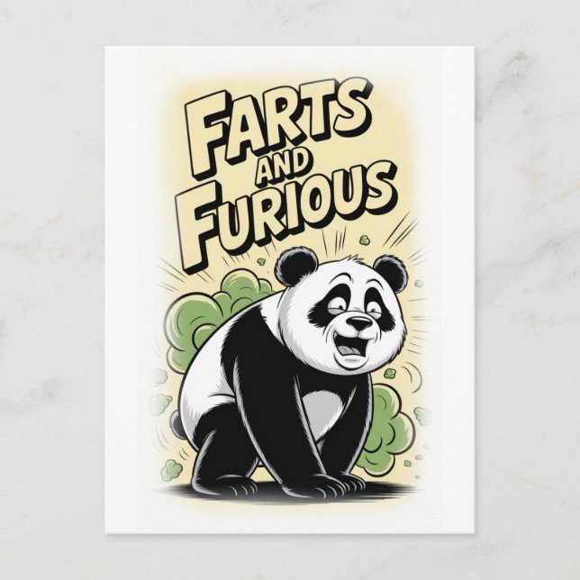 Postal Festiva Panda making a Fart on a White (Anverso)