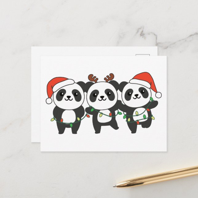 Postal Festiva Panda Navidades Navidades Animales Cute Pandas Hol (Anverso/Reverso In Situ)