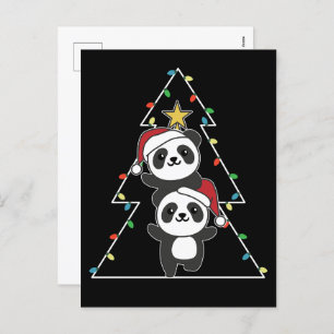 Postal Festiva Panda Navidades navideños Animales Pandas Holi