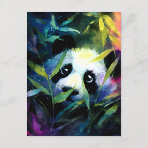 Postal Festiva Panda Peeking Bamboo Watercolor