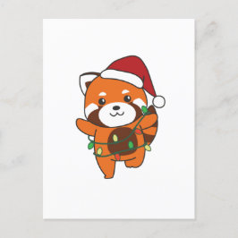 Postal Festiva Panda Rojo Navidades Animales De Invierno Pandas R