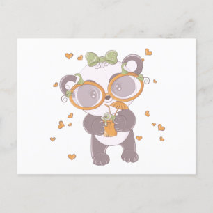 Postal Festiva Panda Super Cute Con Bebida De Béisbol Halloween