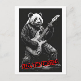Postal Festiva Panda tocando Rock, dice: Siente los ochenta en un