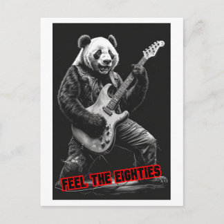 Postal Festiva Panda tocando Rock, dice: Siente los ochenta en un