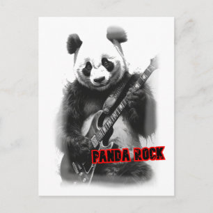 Postal Festiva Panda tocando Rock en un