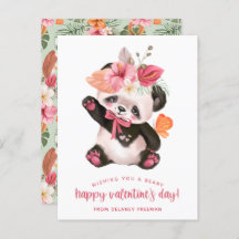Panda Tropical Beary Happy Postcard Size Valentine