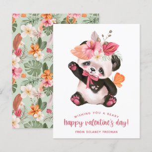 Postal Festiva Panda Tropical Beary Happy Postcard Size Valentine