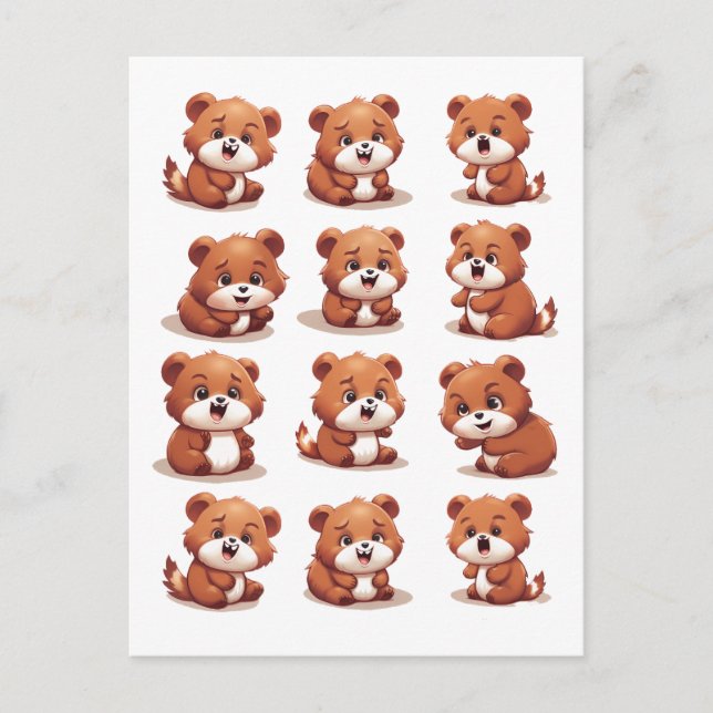 Postal Festiva Pandas rojos (Anverso)