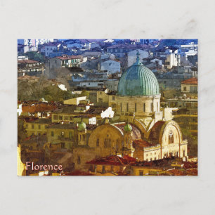 Postal Festiva Panorama de Florencia, Italia