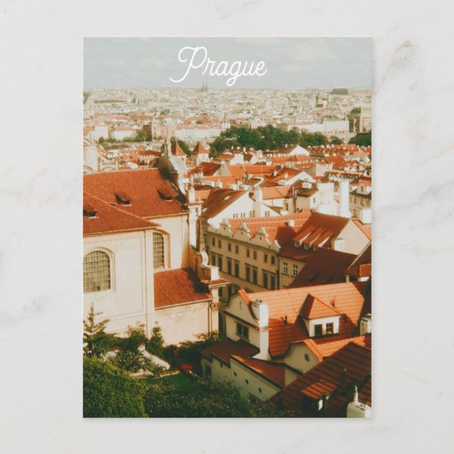 Postal Festiva Panorama de la ciudad de Praga como recuerdo (Anverso)
