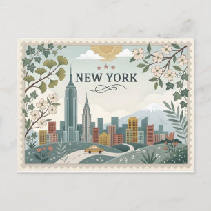 Postal Festiva Panorama vintage de la ciudad de Nueva York