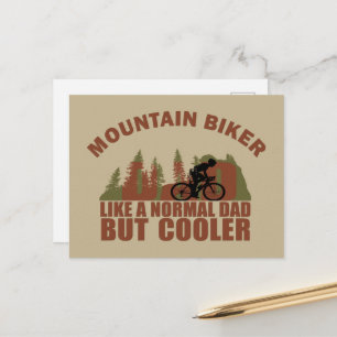 Postal Festiva Papá divertido en bicicleta de montaña