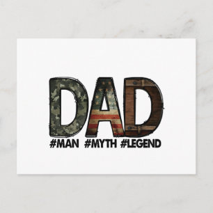 Postal Festiva Papá - el hombre, el mito, la leyenda Papá; padre;