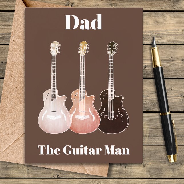 Postal Festiva Papá La Cita Del Hombre De Guitarra (Dad the guitar man rustic electric guitars music themed Father’s Day greetings postcard)