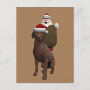 Postal Festiva Papá Noel ama a su perrito