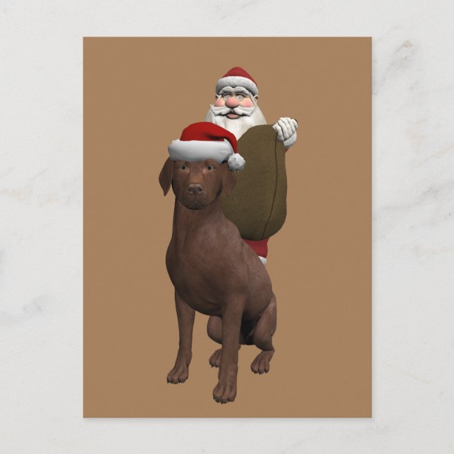 Postal Festiva Papá Noel ama a su perrito (Anverso)
