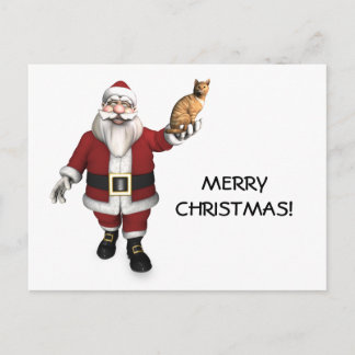 Postal Festiva Papá Noel con el manto rojo