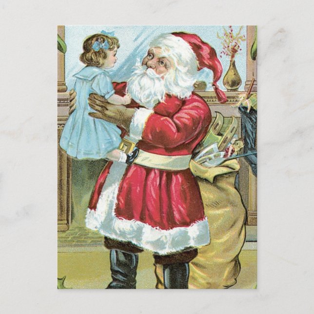 Postal Festiva Papá Noel con niño (Anverso)