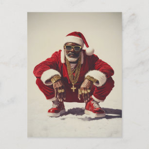 Postal Festiva Papá Noel con Swag: Una Visión Moderna del Ícono N