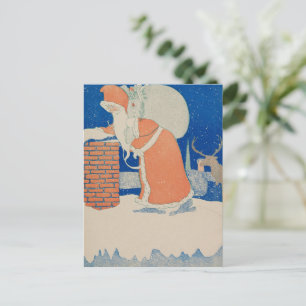 Postal Festiva Papá Noel de la época en el Ilustracion de Chimney