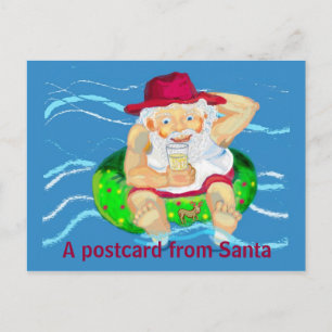 Postal Festiva Papá Noel de vacaciones