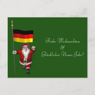 Postal Festiva Papá Noel dulce con la bandera de Alemania