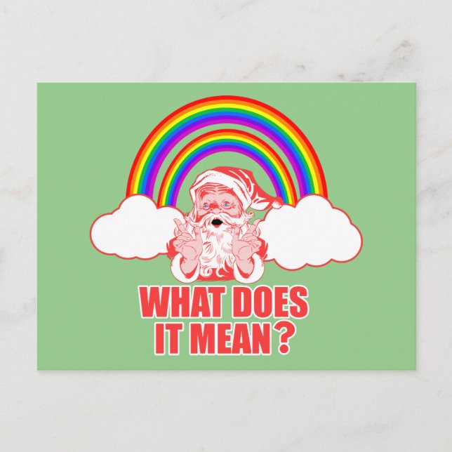 Postal Festiva Papá Noel en el arcoiris doble (Anverso)