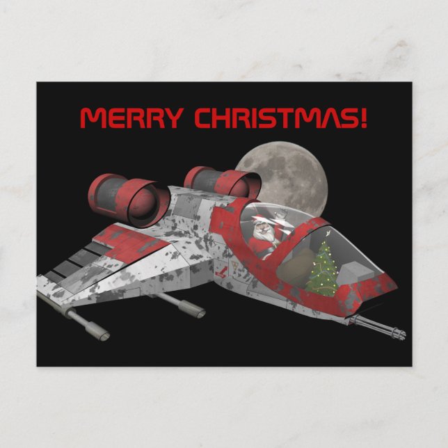Postal Festiva Papá Noel en nave espacial (Anverso)
