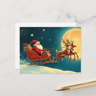 Postal Festiva Papá Noel en trineo