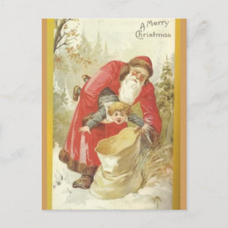 Postal Festiva Papá Noel en un saco