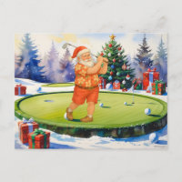 Papá Noel está jugando golf en el green