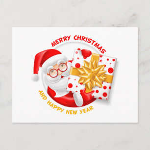 Postal Festiva Papá Noel feliz año nuevo
