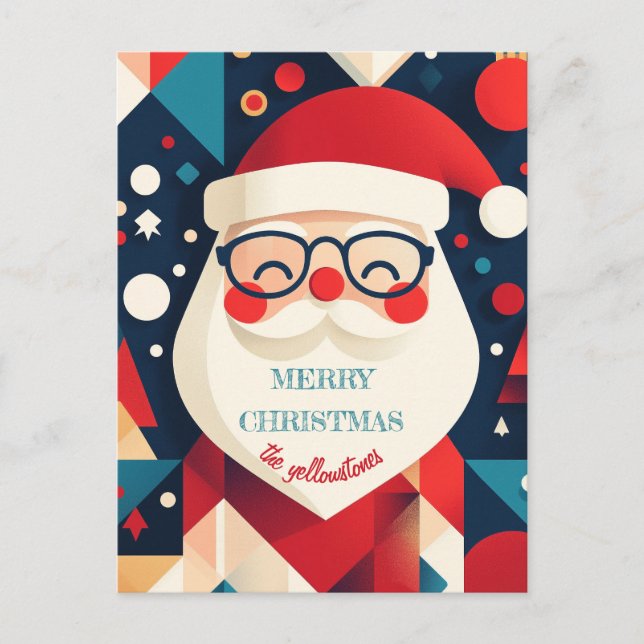 Postal Festiva Papá Noel geométrico (Anverso)