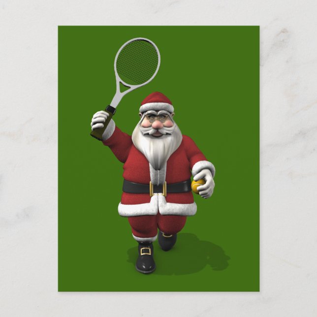 Postal Festiva Papá Noel jugando al tenis (Anverso)