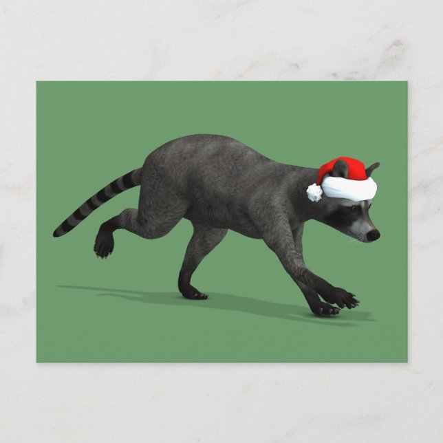 Postal Festiva Papá Noel Mapache (Anverso)
