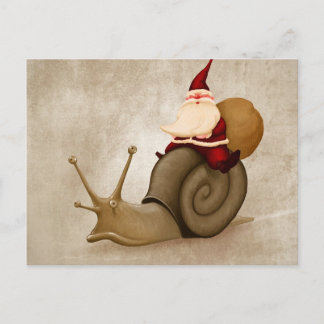 Postal Festiva Papá Noel monta el clavo