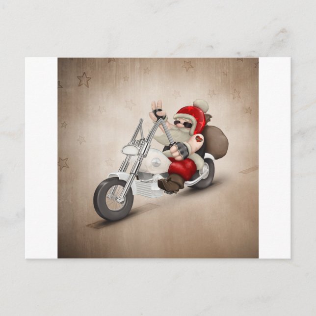 Postal Festiva Papá Noel motorizado (Anverso)