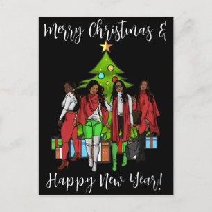 Postal Festiva Papá Noel negro, gran energía de nick, travieso, S