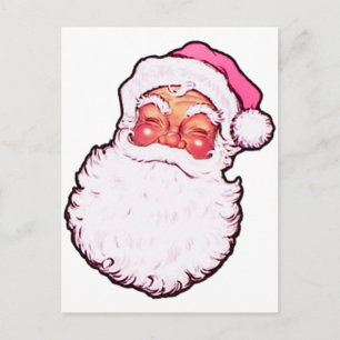 Postal Festiva Papá Noel rosado