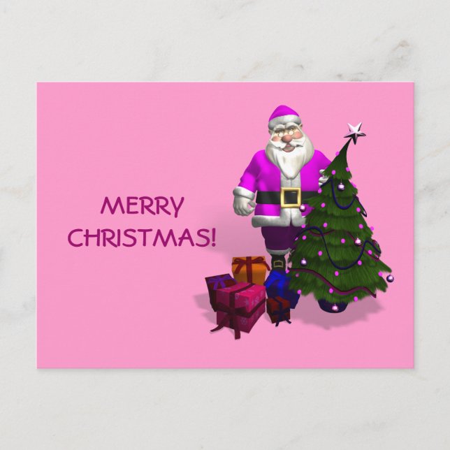 Postal Festiva Papá Noel Rosado (Anverso)