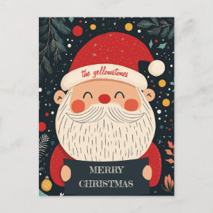 Postal Festiva Papá Noel Sonriente con un Mensaje Caluroso