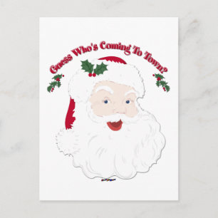 Postal Festiva Papá Noel Vintage, ¿quién viene?