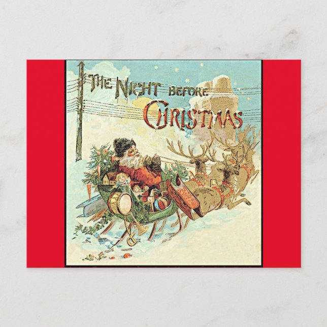 Postal Festiva Papá Noel Vintage Santa Claus Postcard (Anverso)